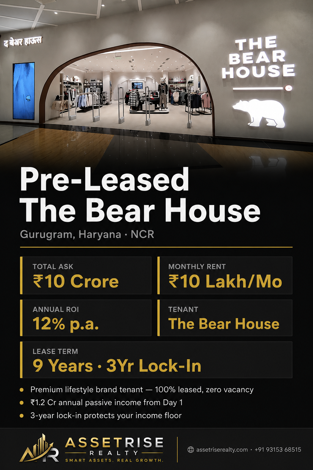 Pre-Leased The Bear House Shop — Gurugram | Leased Commercial Investment