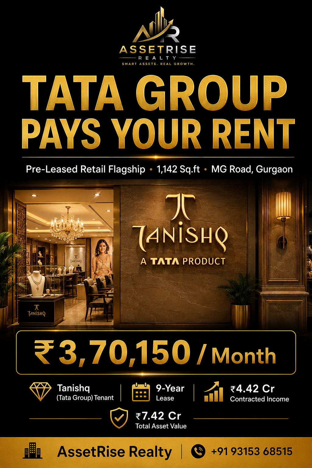 Pre-Leased Retail Flagship — Tanishq, MG Road, Gurgaon | Commercial Property