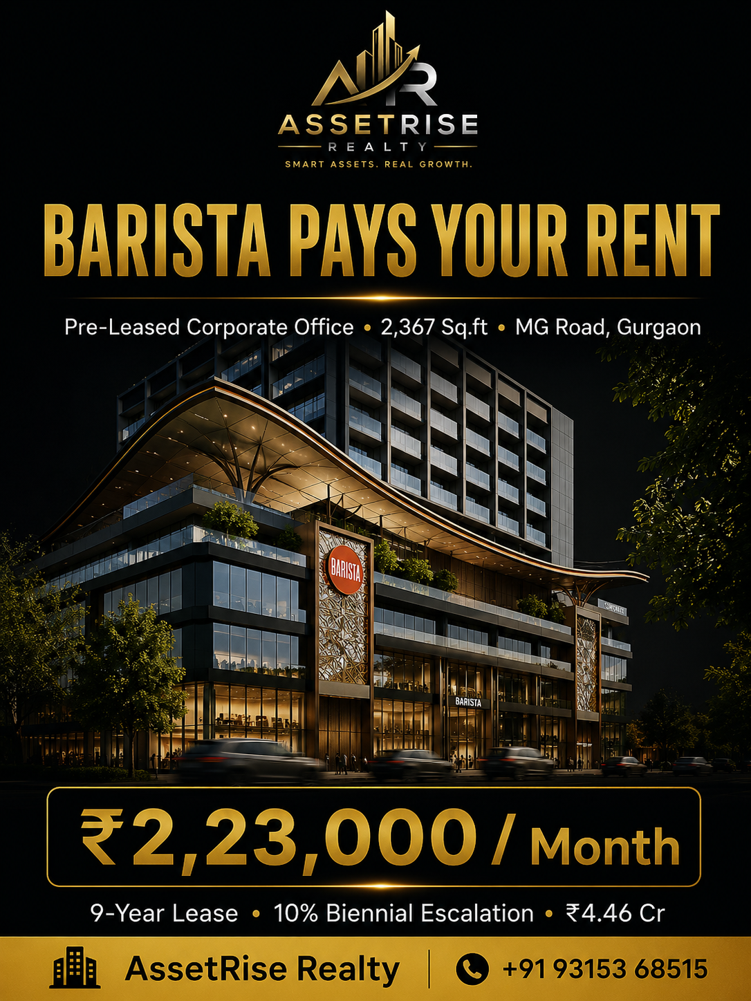 Pre-Leased Corporate Office — Vipul Agora, MG Road, Gurgaon | Commercial Property