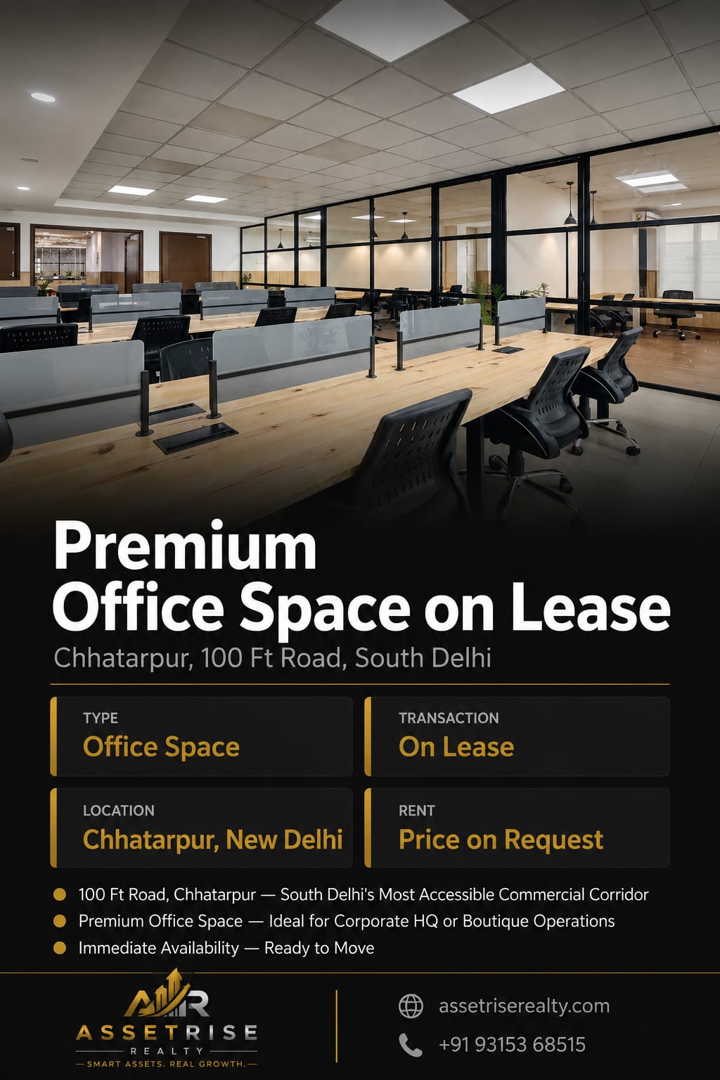 Premium Office Space on Lease — Chhatarpur, 100 Ft Road, New Delhi | Commercial Lease