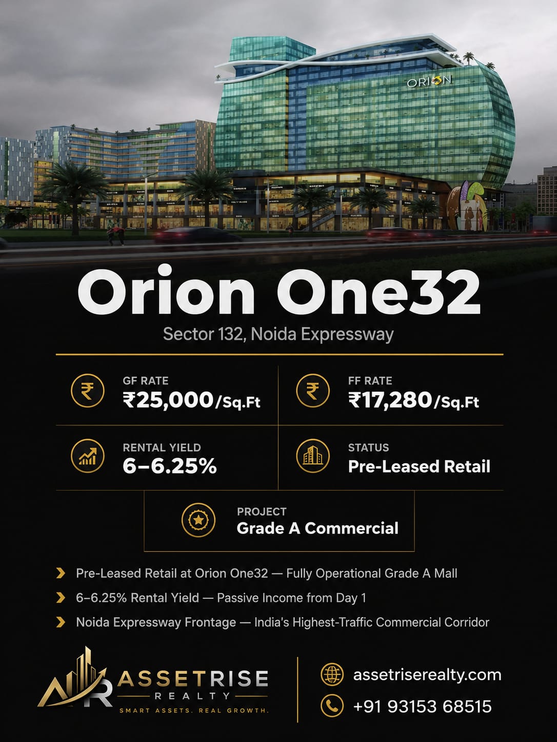 Orion One32 — Sector 132, Noida Expressway | Pre-Leased Retail Investment
