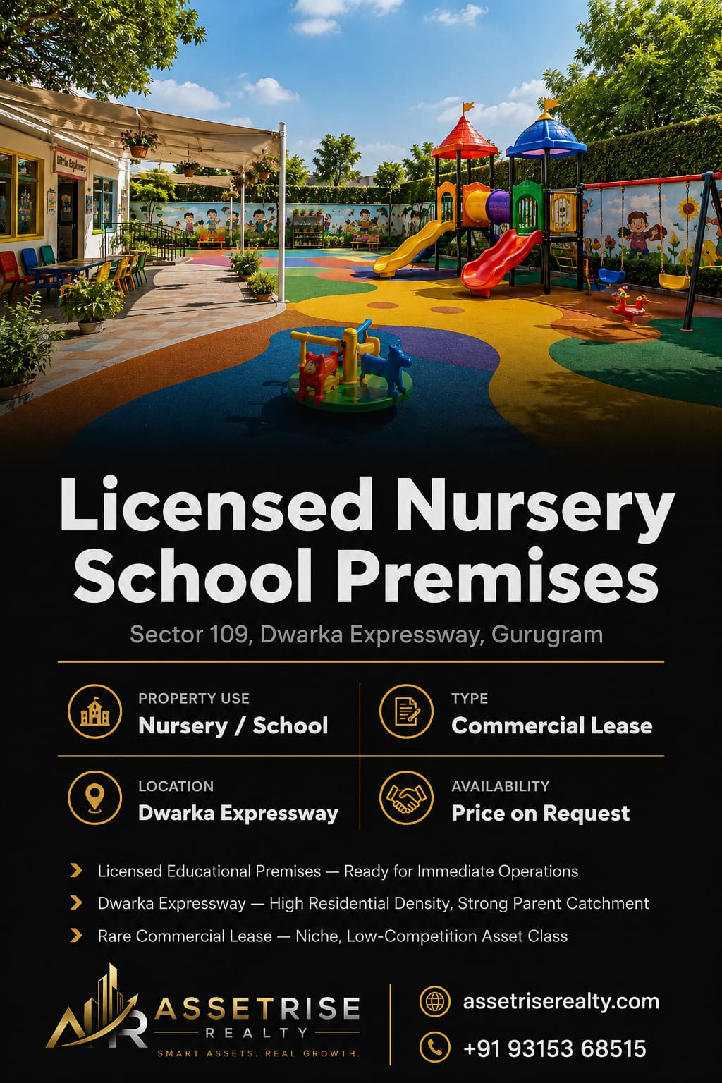 Licensed Nursery School Premises — Sector 109, Dwarka Expressway, Gurgaon | Commercial Lease