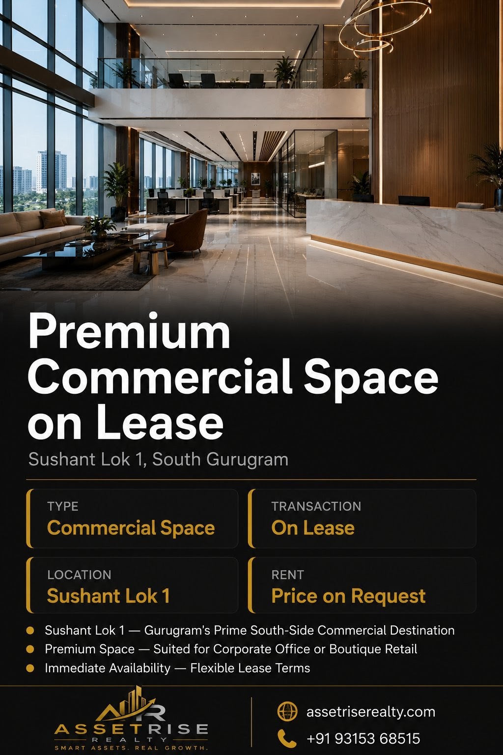 Premium Commercial Space on Lease — Sushant Lok 1, Gurugram | Commercial Lease