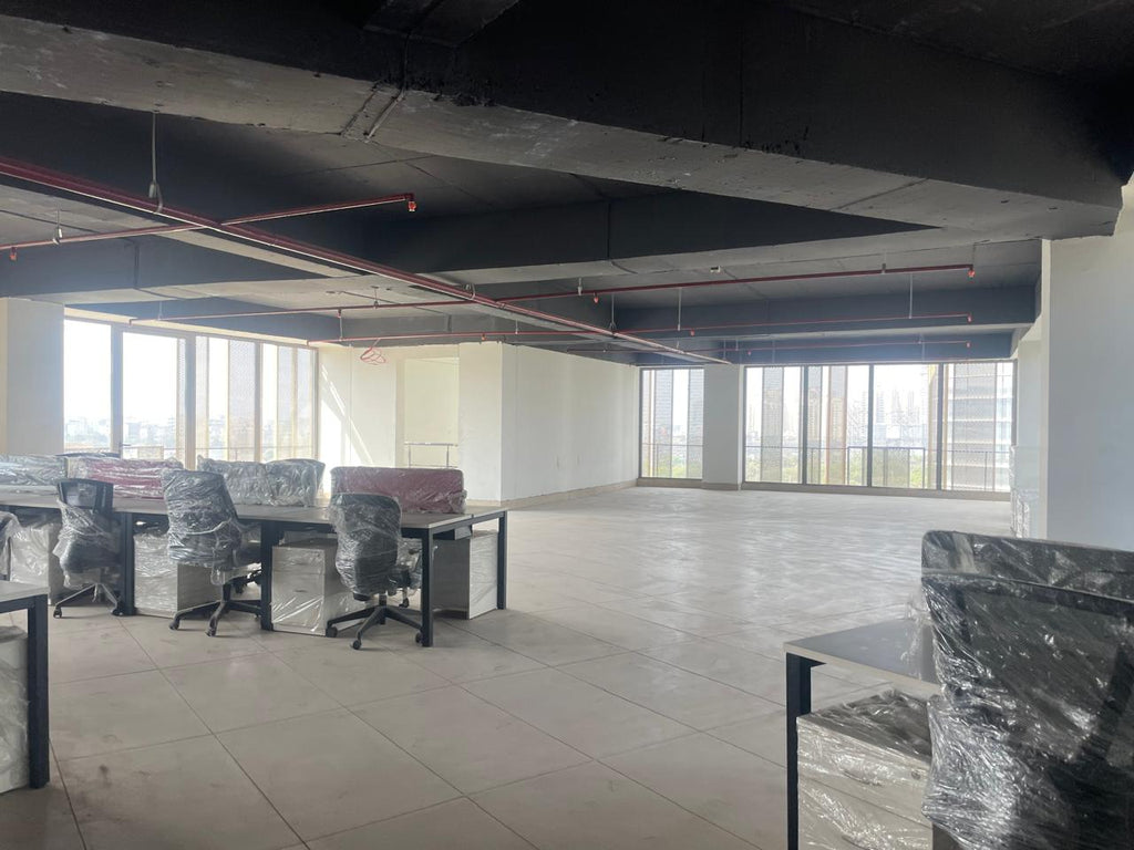 Office space interior with city views — Grade A building for rent, Noida